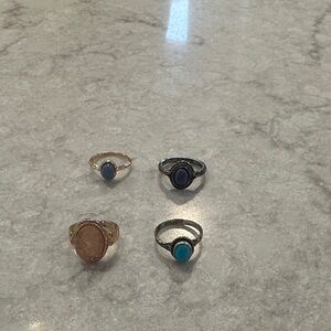 Silver and Gold Gemstone Ring Set